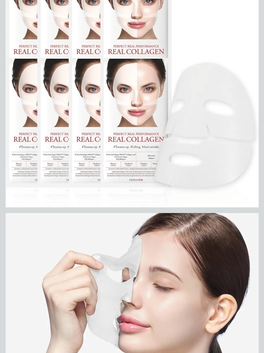 DERMAFIX REALCOLLAGEN Hydrolyzed Collagen Face Masks, Lifting and Pore Minimizin